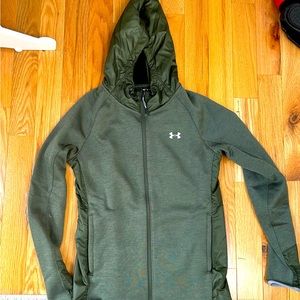 Olive green under armor zip up hoodie excellent t shape